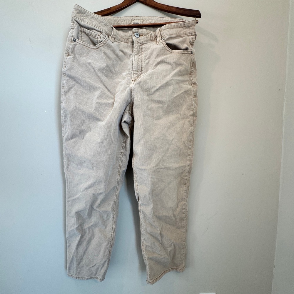 Y2K American Eagle Corduroy Pants Womens 16‎ Tan Stretch Cropped Indie Classic